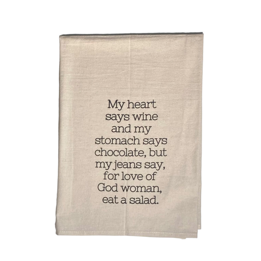 My Heart Says Wine Kitchen Towel