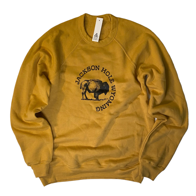 Jackson Hole Bison Sweatshirt - Mustard